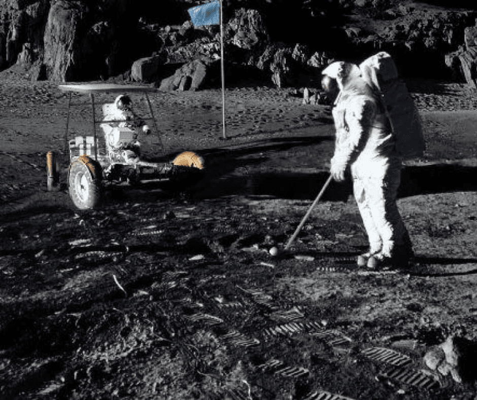 Astronaut playing golf